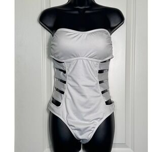 Kenneth Cole Reaction Strapless One Piece Swimsuit Cutout White Size M